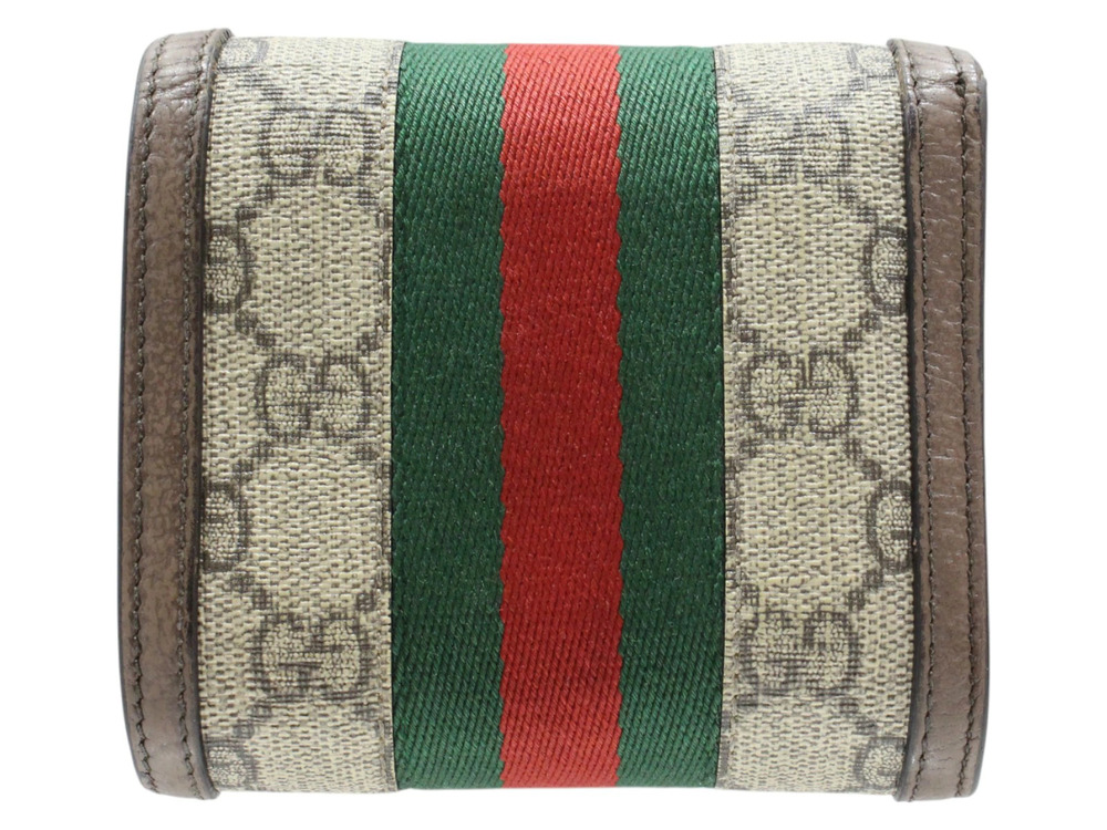 Gucci Ophidia Brown Bi Foldable fold Compact Wallet GG Brown